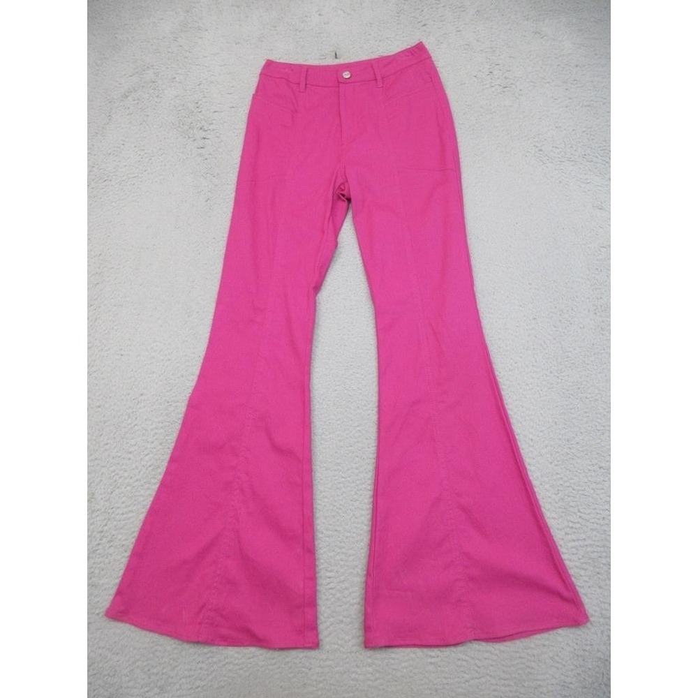 Entro Malina Flare Jeans Womens S Pink Fuchsia High Rise Stretch Boho Festival